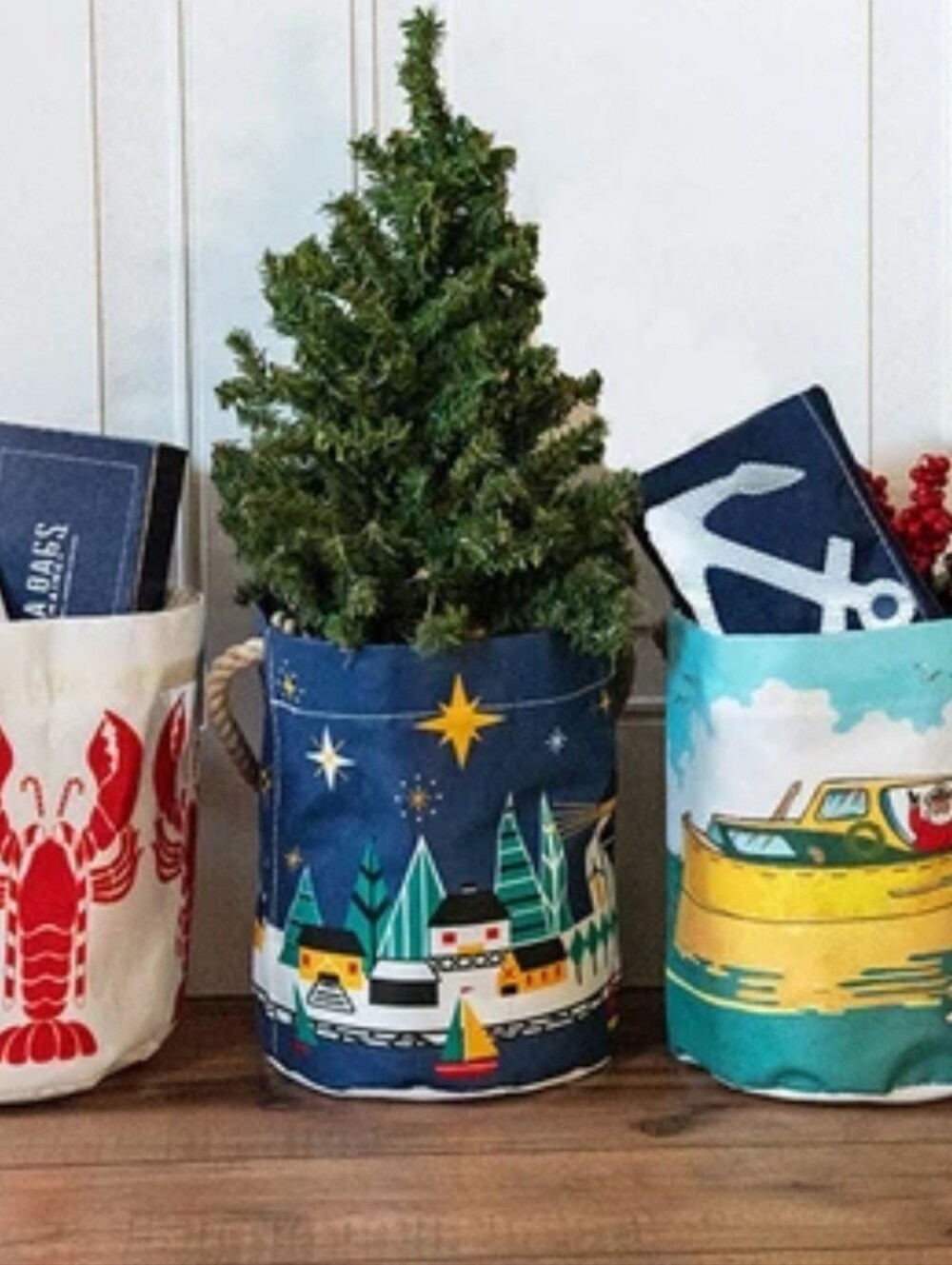 Sea Bags Handcrafted Repurposed Sail Cloth Nautical Holiday Bucket Bag